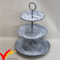 Grey Cake Stand Exibição Round 3 Tier Metal Bandeja